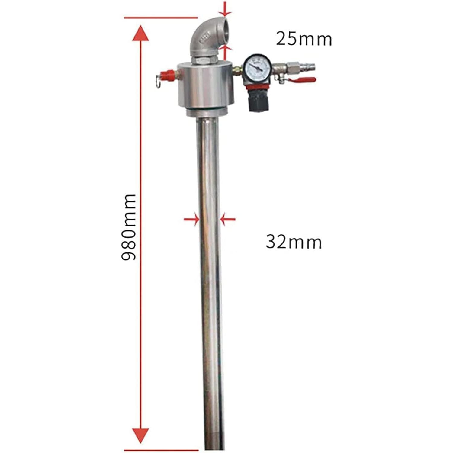 Bomba neumática de transferencia de aceite para bidones, bomba neumática de acero inoxidable para barriles, con manómetro de presión de aire y válvula de seguridad, para diésel, aceite de motor, aceit