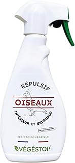 Spray Répulsif Oiseaux - Liquide - 500 ml - Origine végétale - Utilisation facile - Pour éloigner pigeons, corbeaux, pies, corneilles, étourneaux, mouettes - Pulvérisateur