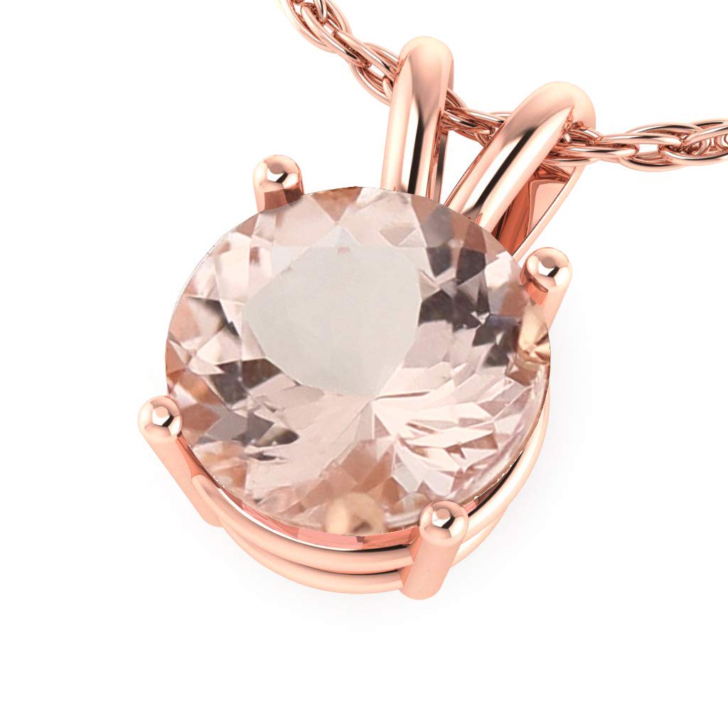 GNGJewel Morganite CollectionGNG 10k Rose Gold Natural Morganite Solitaire Pendant Necklace, 18"