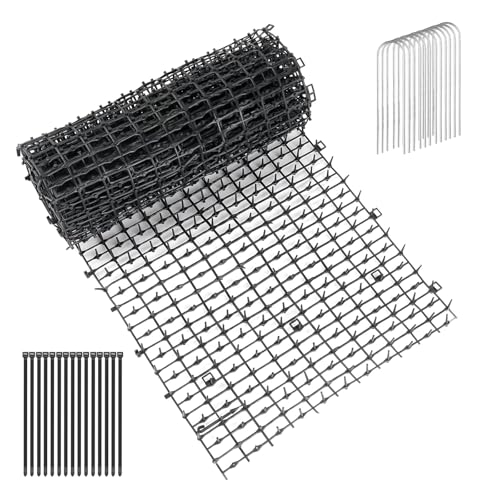 XHYASD 30 x 400 cm Dornengitter Gegen Katzen Kunststoff Katzenabwehrmatte Katzenabwehr Garten Gitter Anti Katzen Matte mit 12 Spikes für Hunde Kätzen Wildtiere (Schwarz)