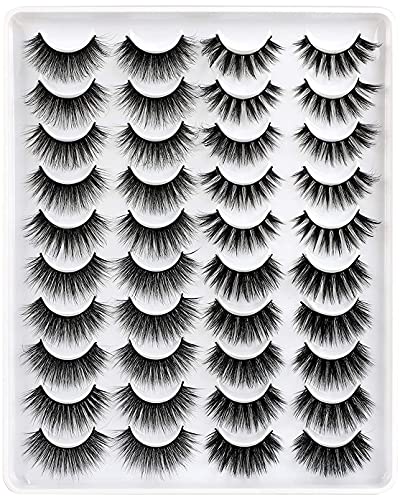 20 Pairs False Eyelashes 4 Styles Natural Wispy Faux Mink Lashes Fluffy Dramatic Full Volume Strip Cat Eye Lashes Pack by Kiromiro