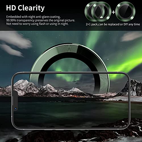Image of V Mobite inchCamera Lens Protection Ring Compatible with iPhone 13 / iPhone 13 Mini, Aluminum Alloy Metal Camera Lens Protector, Scratch Resistant Lens Guard Cover with Anti-Fingerprint Coating, Case Friendly Easy Installation inchGreen