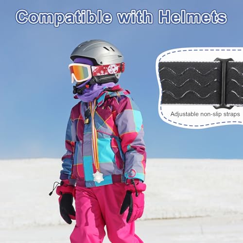YooxArmor Gafas de Esquí Niños OTG,Anti Niebla 100% Protección UV 400 Máscara Gafas Esquí para Niñas de 6 a 12 Años para Esquí,Snowboard y Otros Deportes de Invierno Compatible con Casco - imagen 4
