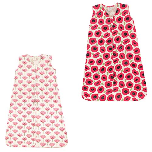 Image of Touched by Nature Baby Organic Cotton Sleeveless Wearable Sleeping Bag, Sack, Blanket, Poppy and Tulip 2-Pack, 12-18 Months