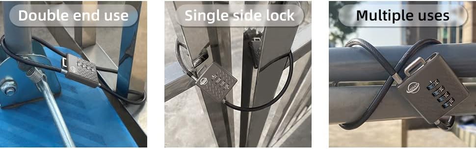 Miniatura 6 de Candados de combinación de cables de 4 dígitos de 31.5 pulgadas para casillero de gimnasio escolar, casco, archivadores, caja de herramientas,