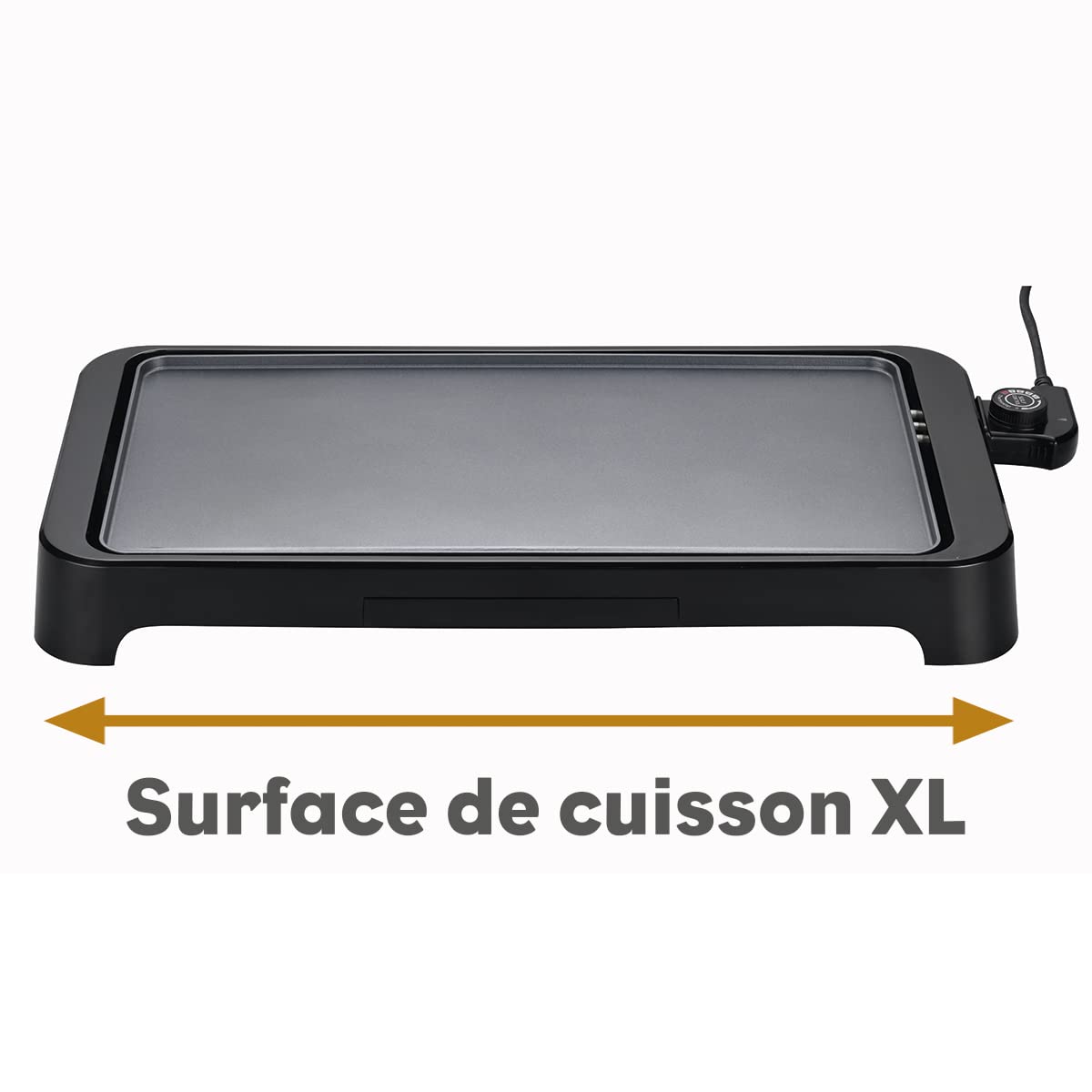 LITTLE BALANCE 8552 Easy Plancha 2000 XL, Piastra elettrica 6-8 persone, Superficie di cottura XXL, Qualsiasi tipo di cibo, 2000 W, Nero