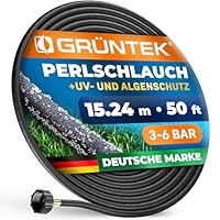 GRÜNTEK Tropfschlauch Set, Perlschlauch 15,24 m / 50 ft, 1/2 Zoll Gewinde-Anschluss, UV- und Algen-Schutz, bis 70% wassersparender Perl-Regner für umwelt- und pflanzenschonende Bewässerung