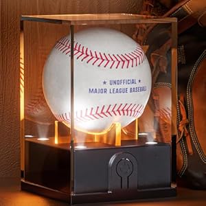 Baseball Display Case with Led Light, Light up Baseball Case for Display, Acrylic Baseball Holder Display Case, UV Protected Clear Baseball Stand Baseball Cube for Memorabilia Baseball Golf