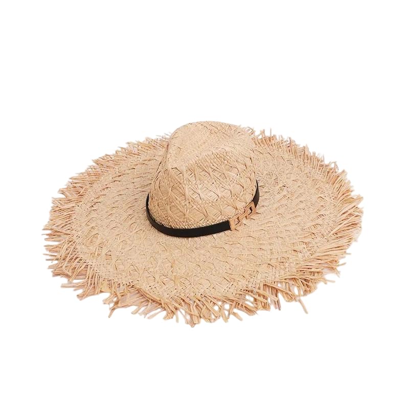 Chapeau panama femme avec franges pour se protéger du soleil