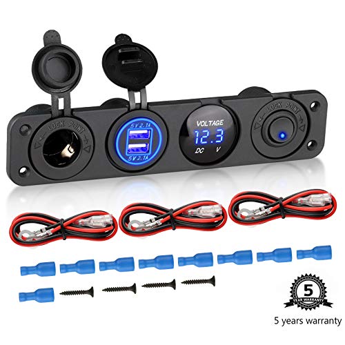 Sunjoyco 4 in 1 USB Socket Charger Panel, 12V 4.2A Dual USB Charger