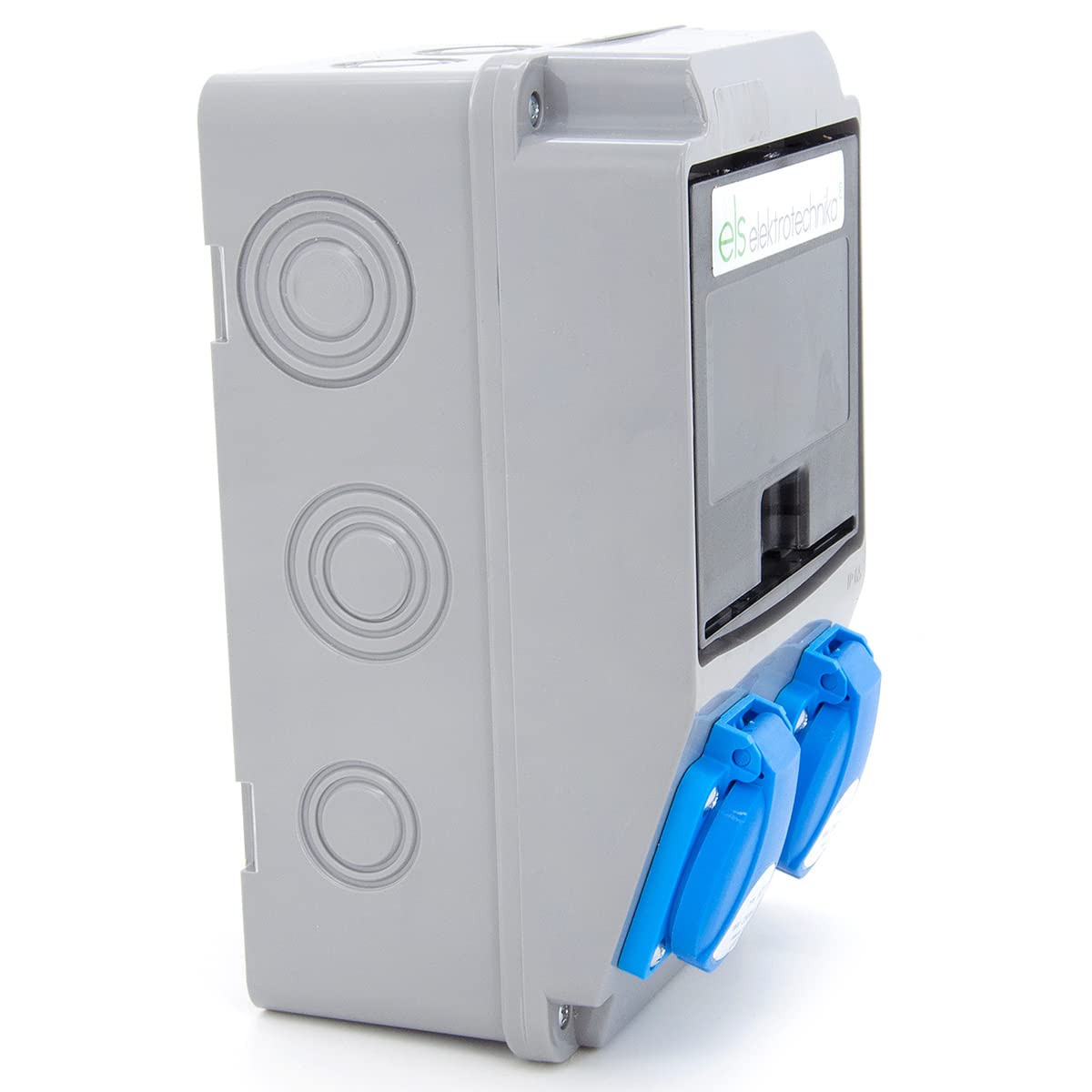 ELS Elektrotechnika distributore cablato da cantiere distributore da parete distributore di potenza con fusibili e prese Schuko 2x230V+2x interruttori magnetotermici C16, per ambienti interni/esterni