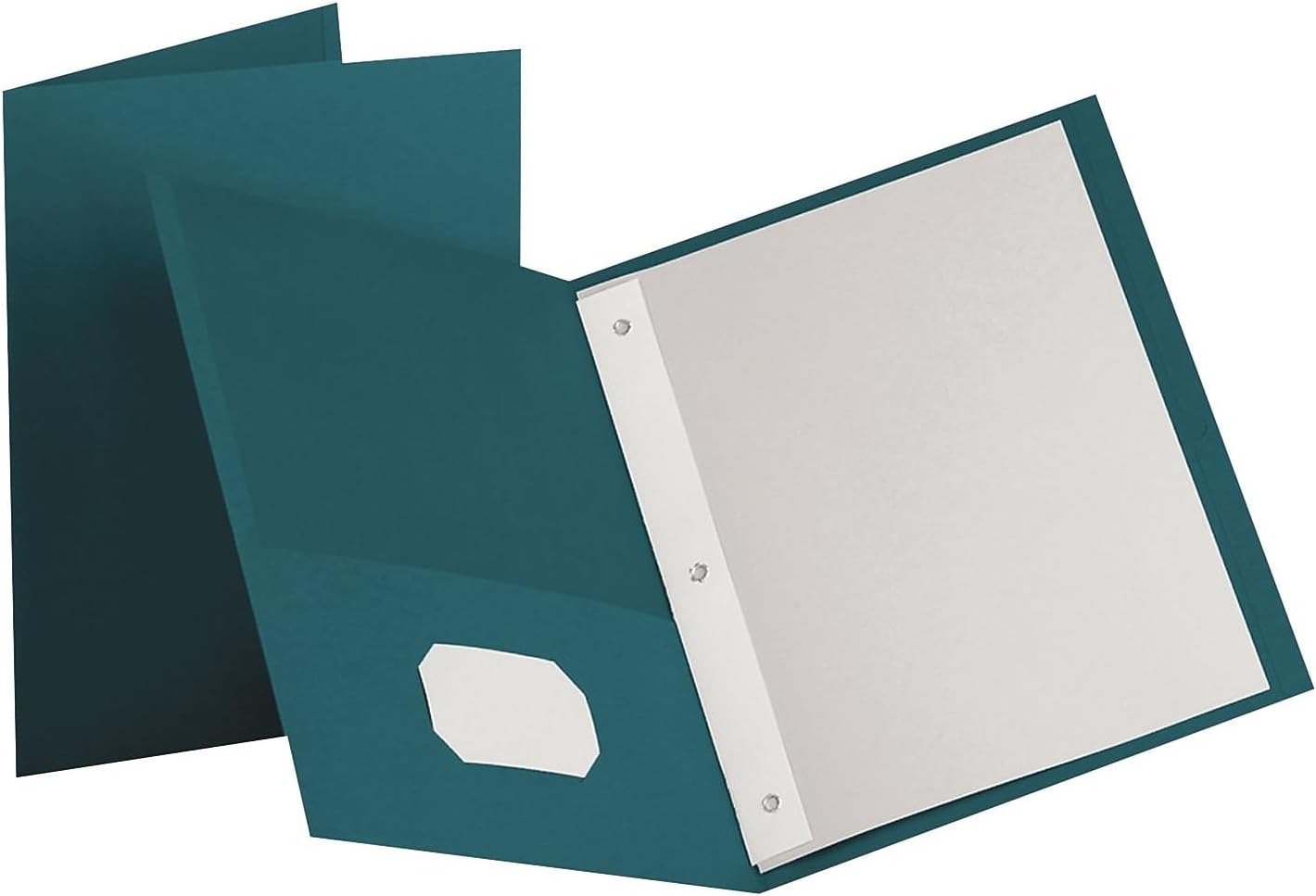 Oxford Two-Pocket Portfolios w/3-Tang Fasteners, Teal, Letter Size, 25 per Box, (57755EE)