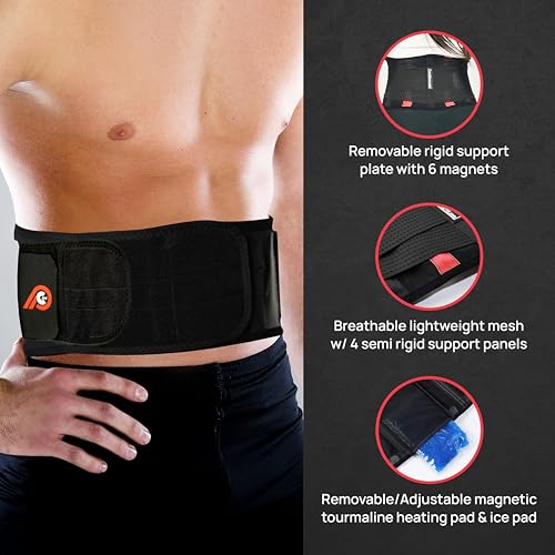 Primekinetix PCOREOL Magnetic Back Brace With Lumbar Heat And Ice Pad -Lightweight Posture Corrector thumb #1