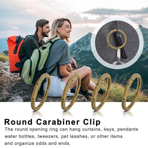 Image of CooBigo 10Pack 2 inch inch Large Round Carabiner Clips, Metal Spring O Rings for Organizer Key Rings, Paracord Keychain Lanyard, Pet Chains, Purse Hardware, Key Snap Hooks DIY Accessory (Bronze)