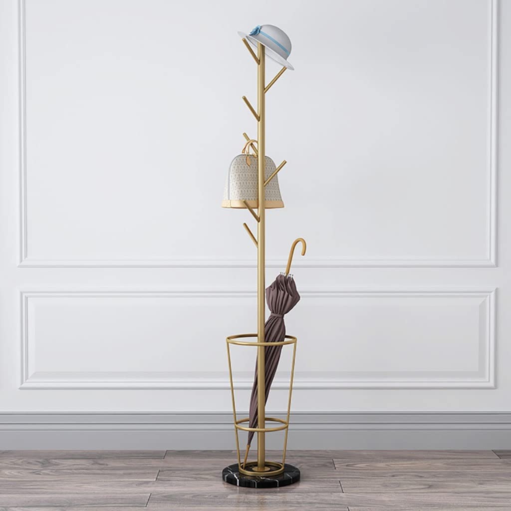 HYLYGFH Stylish Umbrella Stand & Coat Rack - 7 Hooks Hat Hanger, Free-Standing Hall Tree with Marble Base, Perfect for Entryway, Home or Office nization