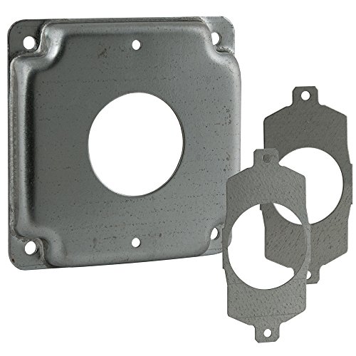 4 in. Square Cover, Universal Exposed Work, 1-Round Device, 3-in-1 Plates