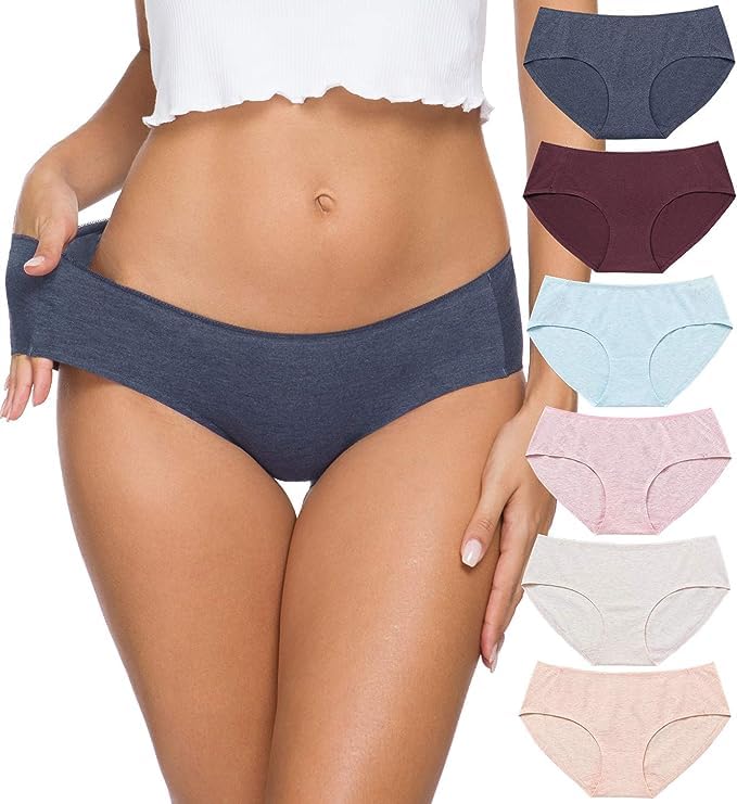 Image of LOURYN KOULYN Cotton Bikini Women's Breathable Panties Seamless Comfort Underwear (Pack of 6)