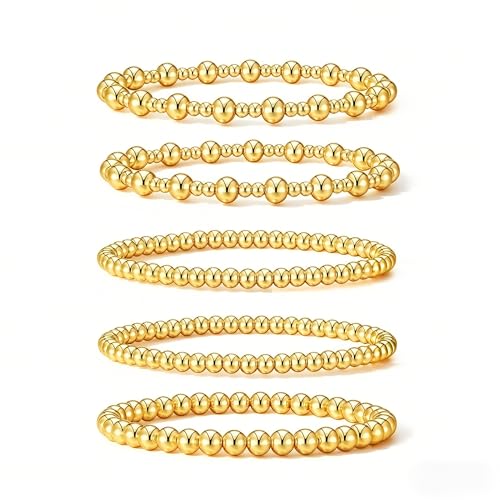Bracelets en perles dorées haut de gamme éclat brillant et perles polies pour femme moderne