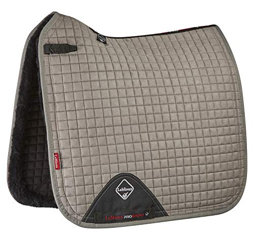 LeMieux Merino+ Sensitive Dressage Square Lammfell Dressur Schabracke, Grau/Grau, L Cover