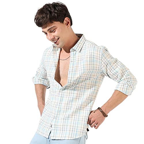 Image of CAHOOT Men's Button Up Shirt for Casual Wear | Regular Fit | Poly Lycra Shirt Crafted with Short Sleeve & Enhanced Stretch Comfort Fit for Everyday Wear