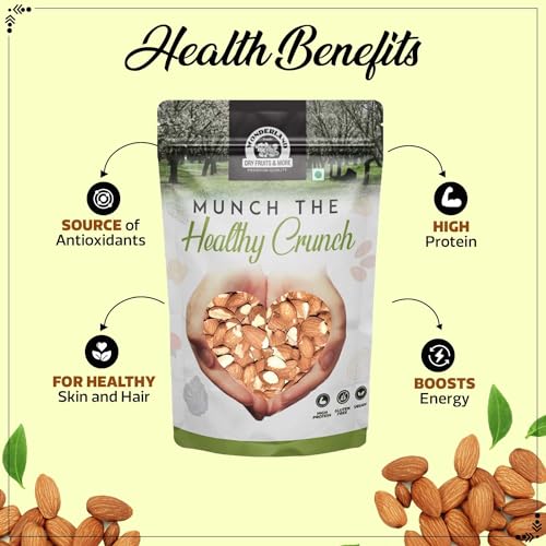 Image of Wonderland Foods 450g California Broken Almond (Badam) Pouch | 100% Natural | Badam Giri | High in fiber & Boost Immunity | Crunchy Real Nuts | Gluten-free & Zero Cholesterol