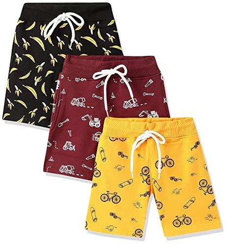 Image of T2F Boys Cotton Printed Shorts with Two Side Pockets (Pack of 3)