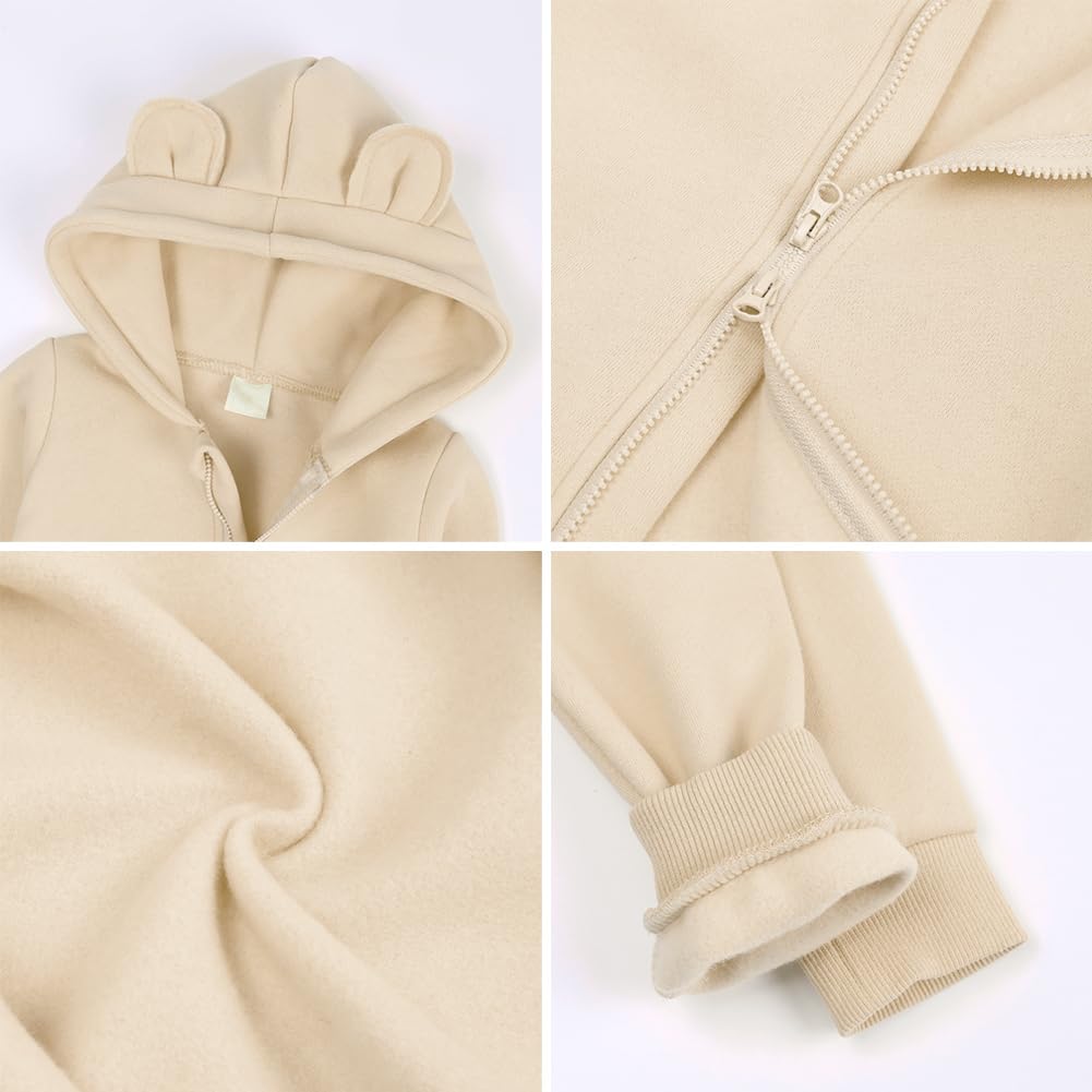 Odizli Neugeborene Baby Mädchen Junge Kleidung Herbst Winter Langarm Fleece Kapuze Strampler Overall