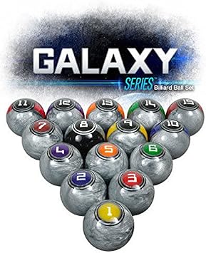 McDermott Galaxy Series Professional Billiards Pool Balls in High Gloss Metallic Silver Texture