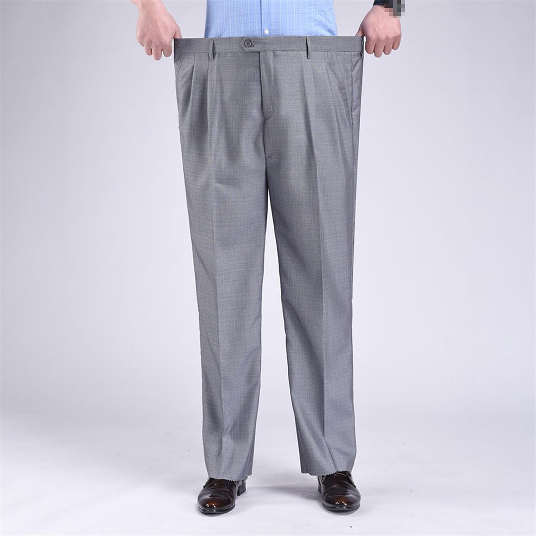 Vogrtcc Pantaloni Larghi da Uomo con Pieghe Doppie, Pantaloni Eleganti Neri