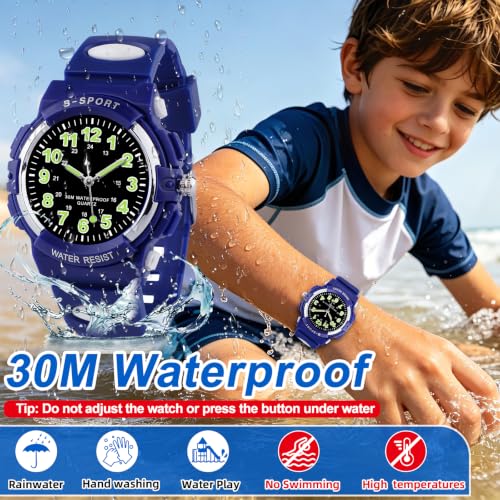 Image of CKV Kids Watch Analog Waterproof Time Teaching for Boys Girls | Acuurate Time Easy to Read with Soft TPU Band Thoughtful Present for Children age 5-15