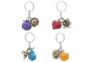 Limited Edition Devil Fruit Keychain 4-Piece Collection for One Piece Enthusiasts