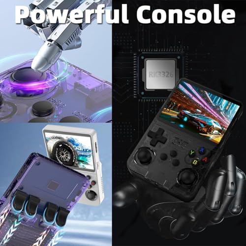 Image of EWDGOES R36S Handheld Game Console 3.5 inch Preinstalled Emulator System Transparent Purple 32GB+64GB
