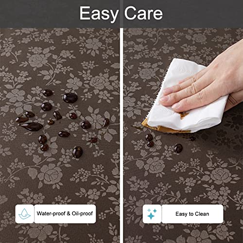 Image of Smiry Rectangle Table Cloth, Waterproof Heavy Duty Vinyl Tablecloths, Wipeable Washable Table Cover for Kitchen and Dining Room (Coffee, 60 inch X 120 inch)