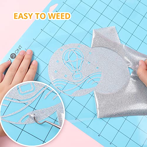 Image of HTVRONT Silver Glitter Heat Transfer Vinyl, 10 inch x 5FT | Glitter HTV for T-Shirts, Iron on Vinyl, For All Cutter Machine