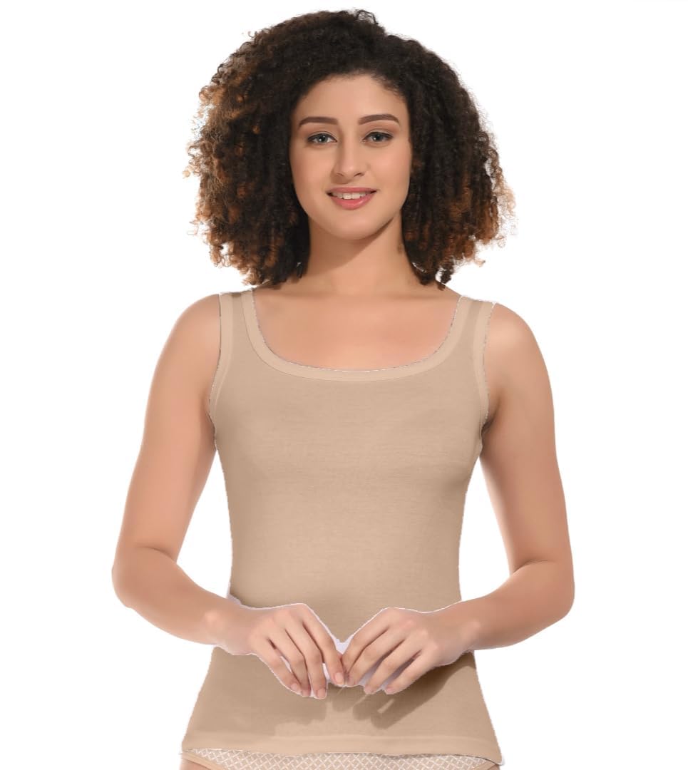 bodymist Women's Sleeveless Tank Top, Beige, Scoop Neck, Casual Wear-picture-48