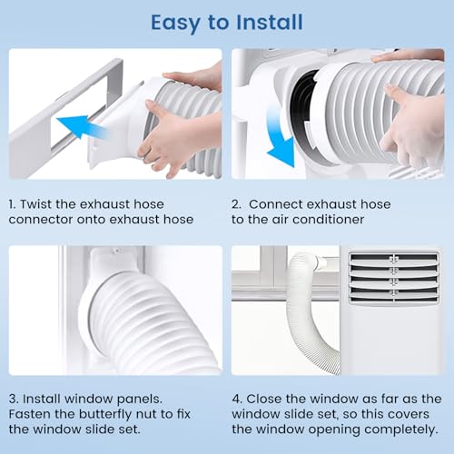 Image of Electactic 8000 BTU Portable AC, 3-in-1 Air Conditioner with Dehumidifier & Cooling Fan, Remote Control, LED Display, Sleep Mode, Quiet, 24H Timer, 360 Casters & Window Kit, for Room Office Apartment