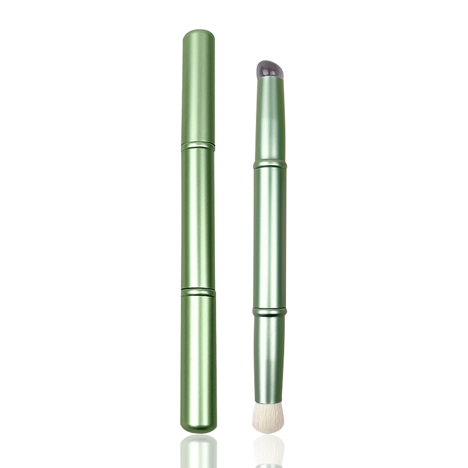 WOKOTO 1pcs Chrome Green Double-Headed Nail Art Brushes Silicone Ombre Nail Brushes And Nail Dust Brushes Picking Dotting Gradient Pen Brush Nail Ombre Brush For Acrylic Nails Painting Cleaning