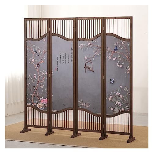 Raumteiler Trennwand Paravent-Raumteiler 4 Paneele, Rustikaler Chinesischer Stil Temporäre Sichtschutzwand Für Ankleidezimmer/ Teehaus/ Schlafsaal, Mit Abnehmbarer Basis ( Color : Style B , Size : 4 P