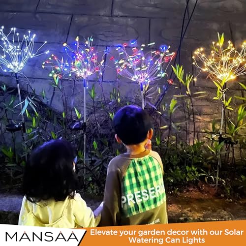 Image of MANSAA M70 Solar Powered Firework Fairy Lights Dazzling 120 Multicolor LED Lights Waterproof Wonder Solar-Powered Efficiency Dusk to Dawn Auto On /Off Perfect for Patio Paths & Lawns Easy Installation