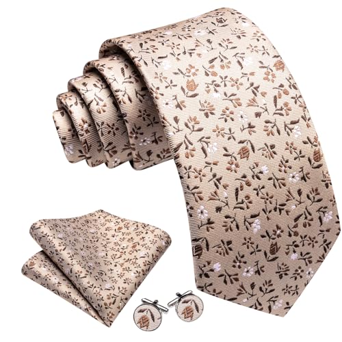 Image of Barry.Wang Ties for Men Silk Tie Sets Polka Dot Woven Necktie Pocket Square Cufflinks Business Wedding