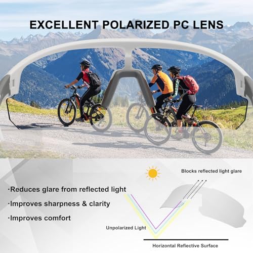 Image of BangLong Polarized Sports Sunglasses for Men Women UV400 Protection | TAC HD Lens, RX Insert Included, Lightweight Wrap-Around Design for Running Cycling Baseball Hiking