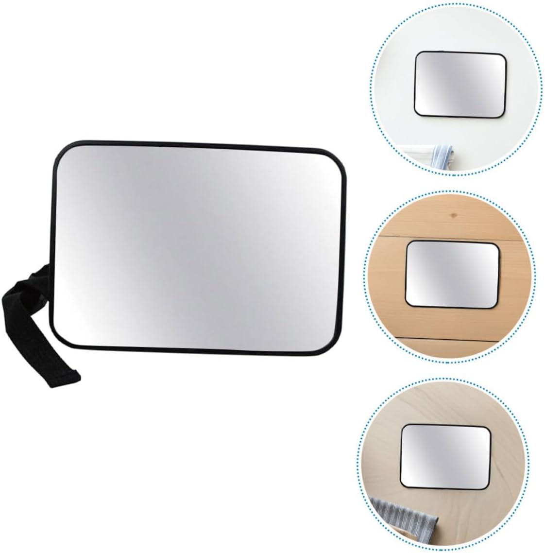 YARNOW Car Mirror for Rear-facing Safety Seats Wide Angle Convex Rearview Mirror with 18.8x13.5cm Black Square Frame for Vehicle Use