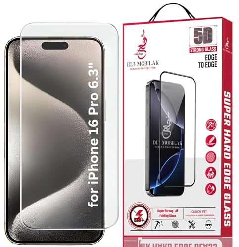 Dl3 Mobilak Tempered Glass Screen Protector for iPhone 16 Pro 6.3-Inch, 9H Hardness, Anti-Scratch, Case Friendly