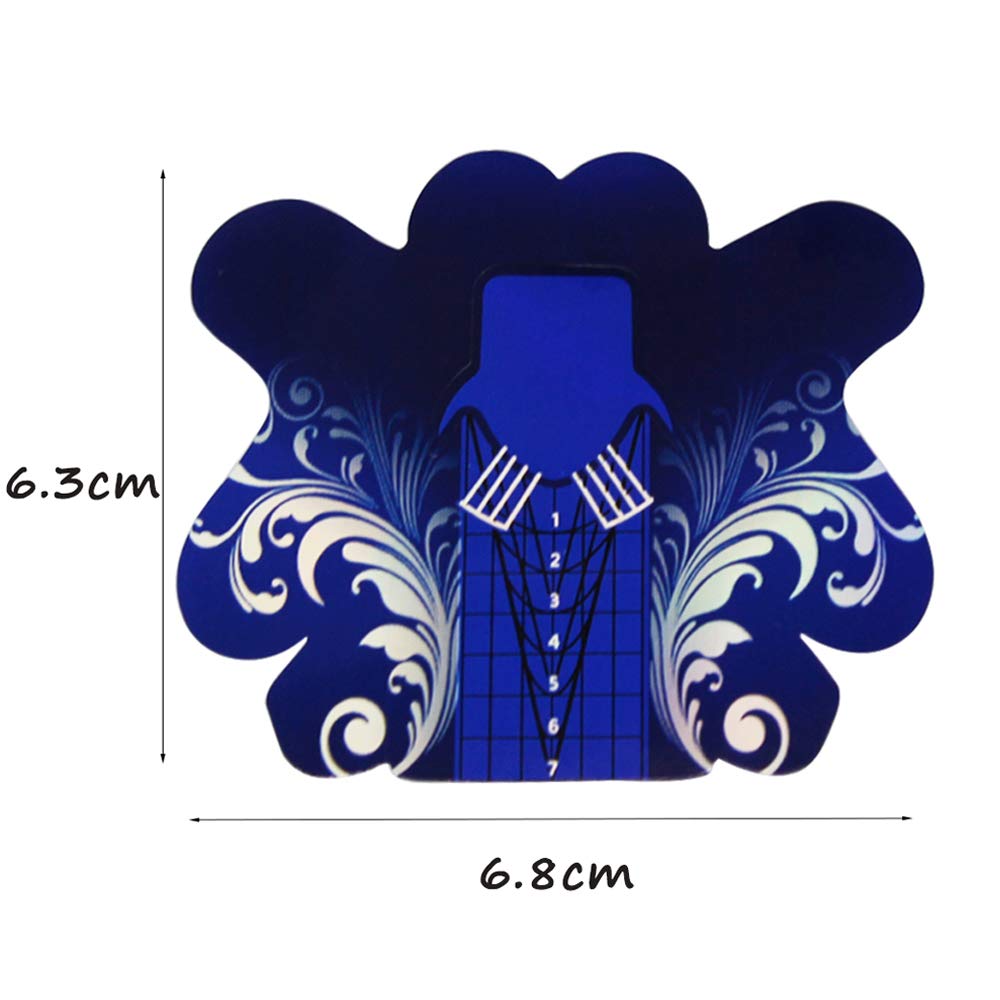 Finger Angel 500Pcs Stiletto Nail Forms Acrylique Courbe Ongles UV Gel Nail Extension Nail Art Guide Forme Autocollant Auto-Adhésif- Bleu