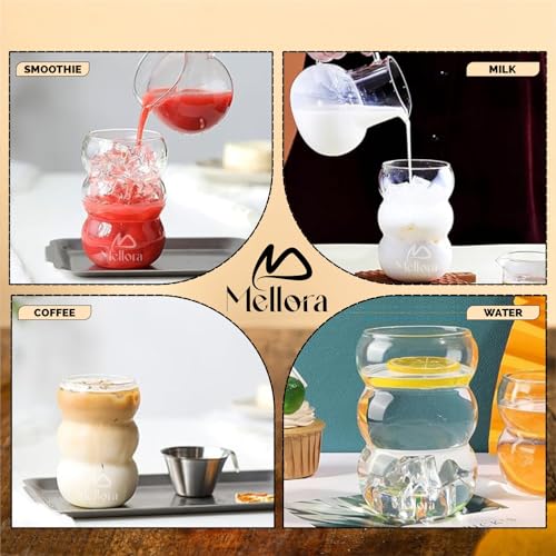 Image of MELLORA Wave Glass Tumbler with Straw 500ml Transparent Sipper for Mocktails & Cocktails | Ideal for Summer Travel, Outings & Daily Use
