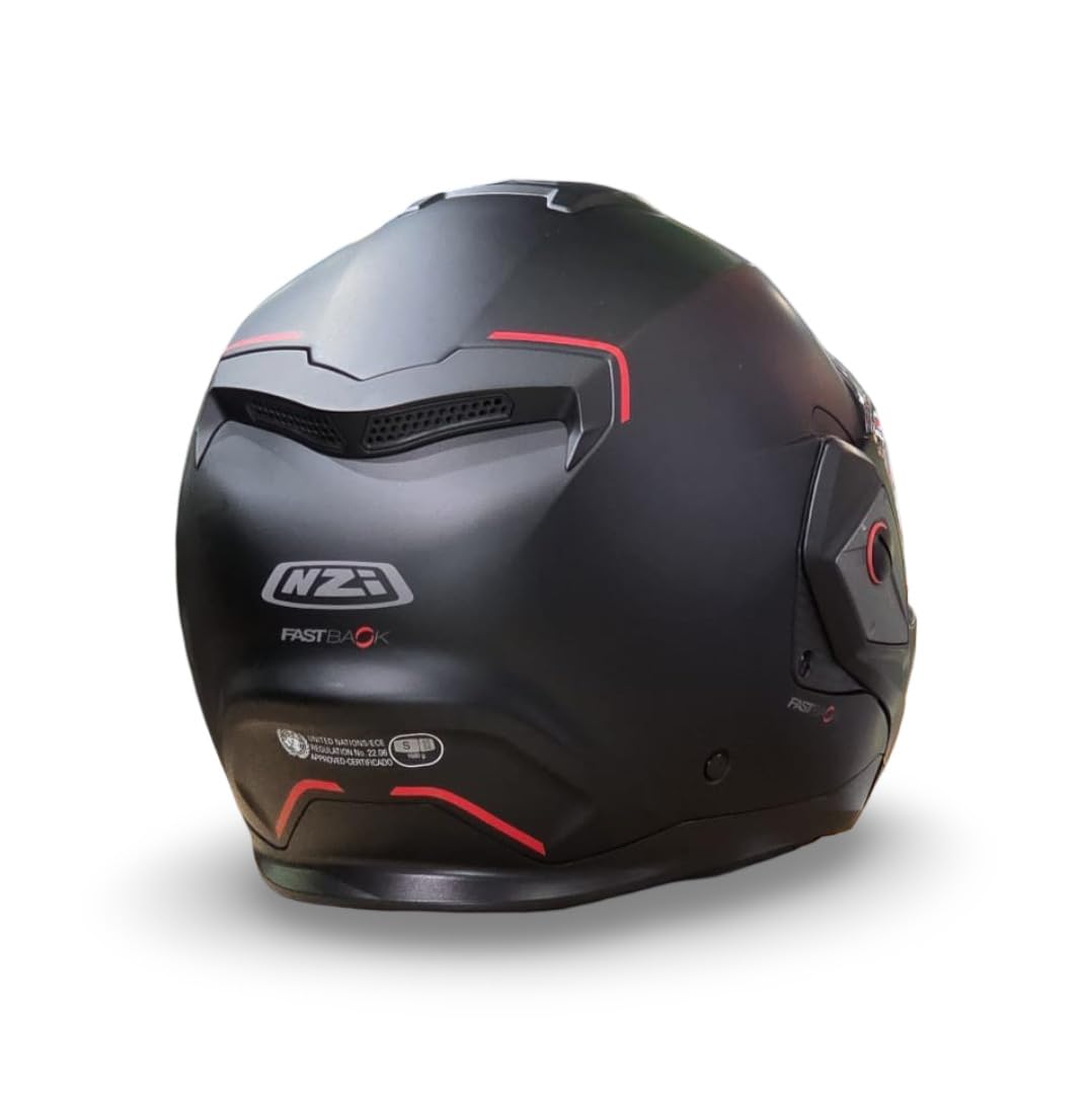 NZI Casco Modular NZI Fastback Duo 180º Negro Mate Abatible con Visor Solar - Unisex Hombre y Mujer - Homologado P/J ECE 22.06 (L)