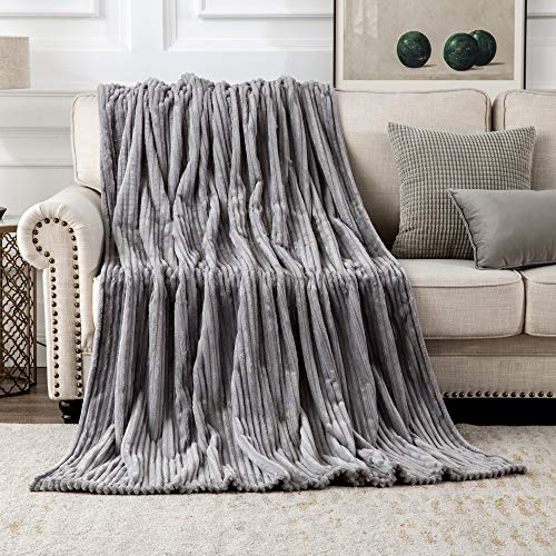 Couverture velours jeté de lit gris en flanelle de qualité - 4