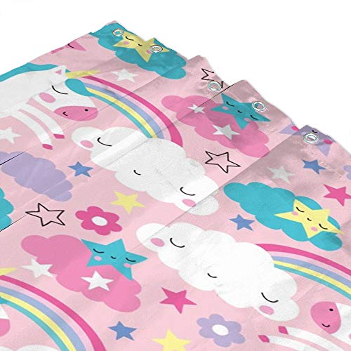 Rideau de douche licorne lavable en machine en polyester rose résistant - 4