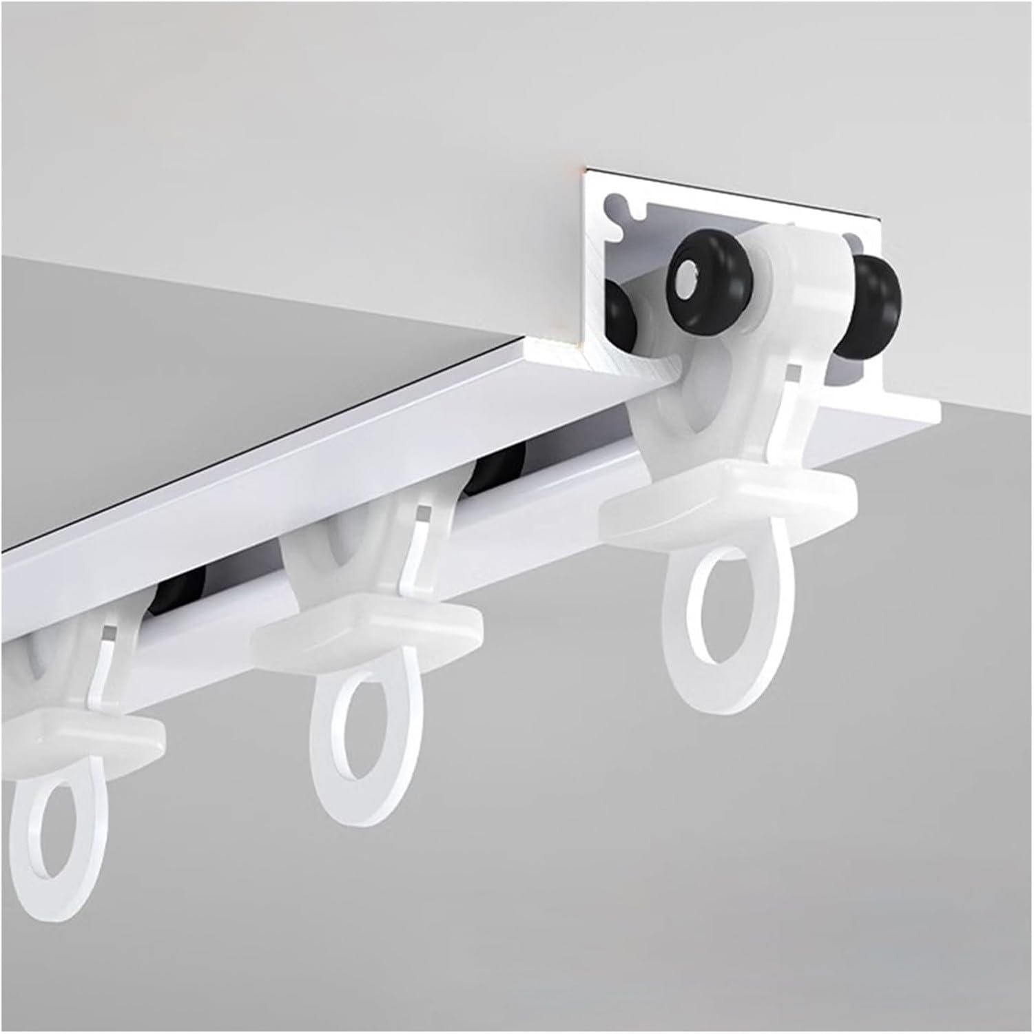 Binario Tendaggi da Soffitto, Guida per a Binario con Carrelli e Ganci Multiuso Rotanti, Slim Alluminio Incassato per Angolare sopra Letto, White, Length 1300cm