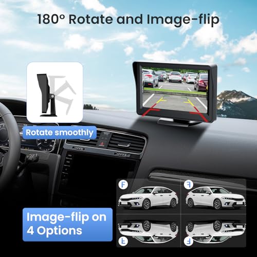 Image of TECXERLLON 5'' HD 1080P Backup Camera, Backup Camera for Car, Reverse Rear Camera with Night Version 130 Wide Angle, Waterproof, Strong Signal for Car, Van, Truck, Trailer